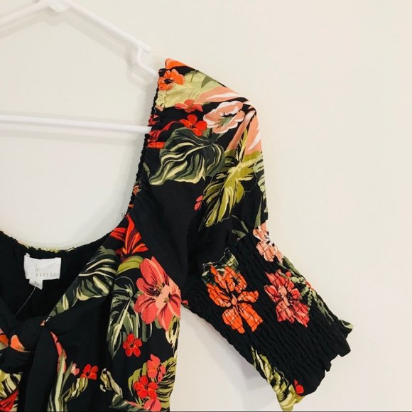 NWT ALOHA LEI MINI DRESS Floral Puff Sleeve - Picture 4 of 8